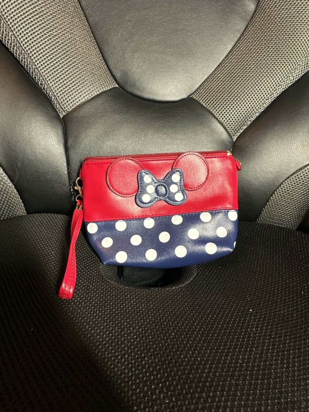 Disney Minnie Mouse Wristlet Cosmetic Bag Red Blue Polka Dot